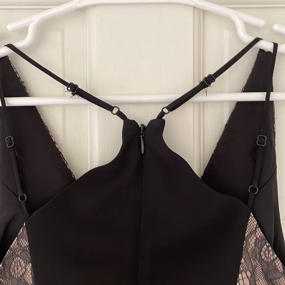 BCBGENERATION dress size 4 black tan lace panels long maxi party cocktail - Picture 11 of 14